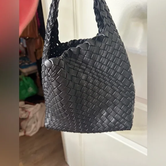 Elegant Black Woven Mini Tote Bag - Picture 3 of 10